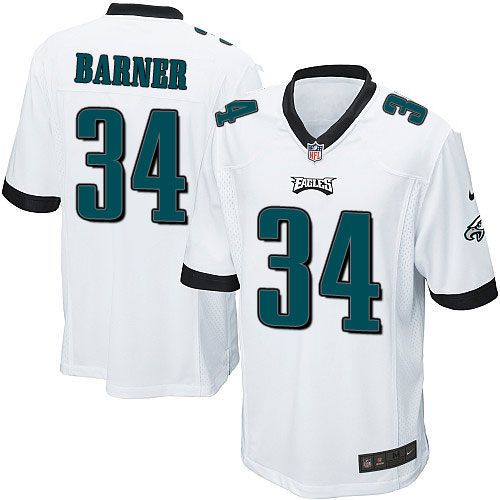 Men's Game Kenjon Barner Nike Jersey White Road - #34 NFL Philadelphia Eagles